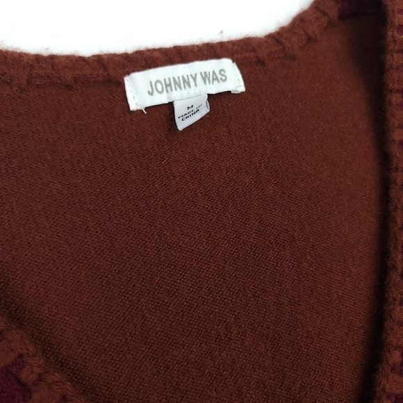 Johnny Was Cashmere Brown Red Sweater  Sz M - Picture 8 of 12